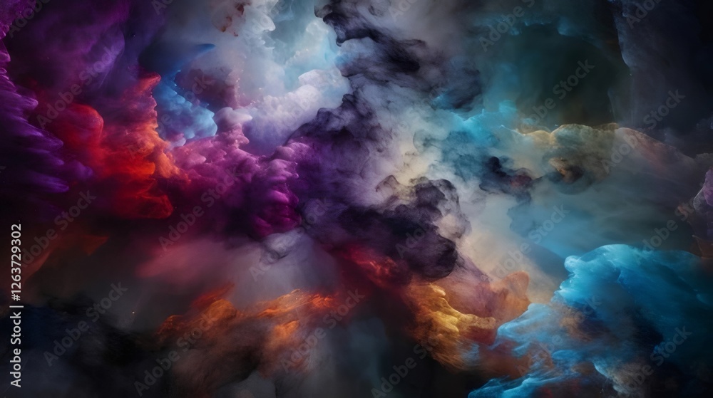 Abstract colorful smoke clouds, swirling nebula. Abstract colorful smoke clouds, swirling nebula.