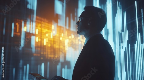 Businessman Analyzing Financial Data Economic Growth Graph photo