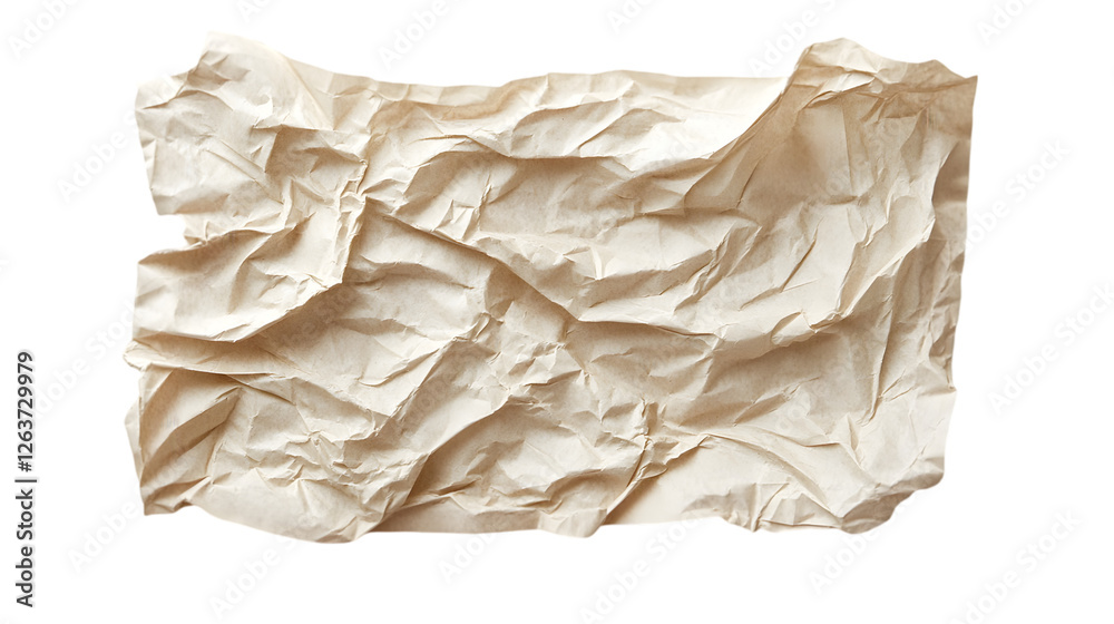 Obraz premium Crumpled folded paper texture, realistic creases and wrinkles. transparent Background, clipping path - 