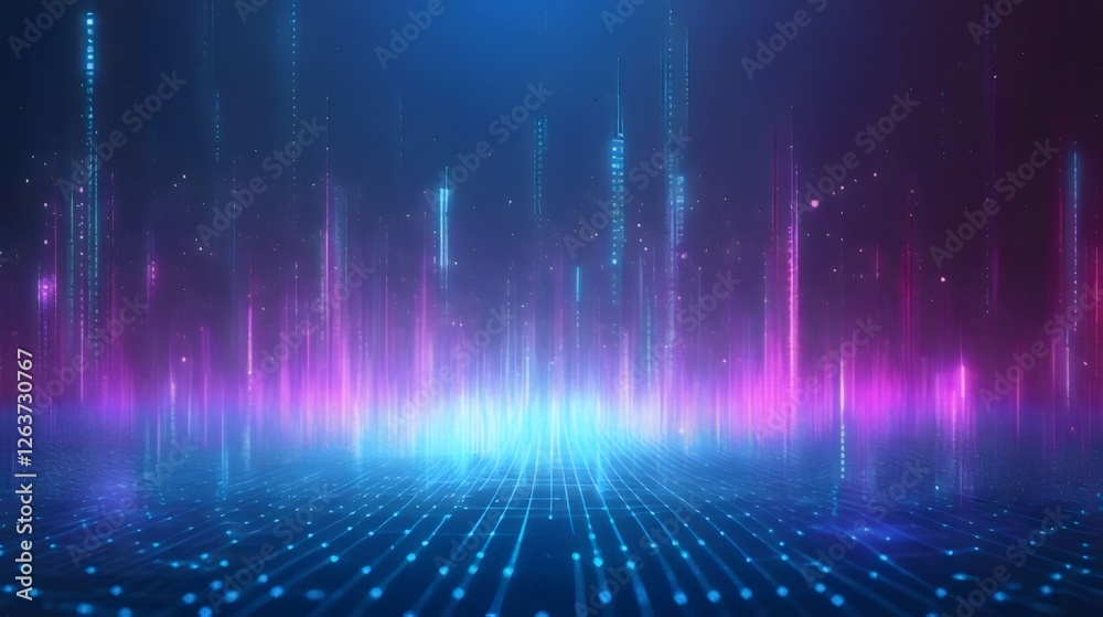 Abstract digital data flow, glowing lines and particles on dark background. Abstract digital data flow, glowing lines and particles on dark background.
