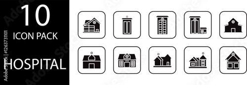 Hospital solid Editable Icons set