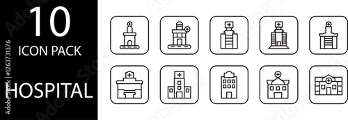 Hospital line Editable Icons set