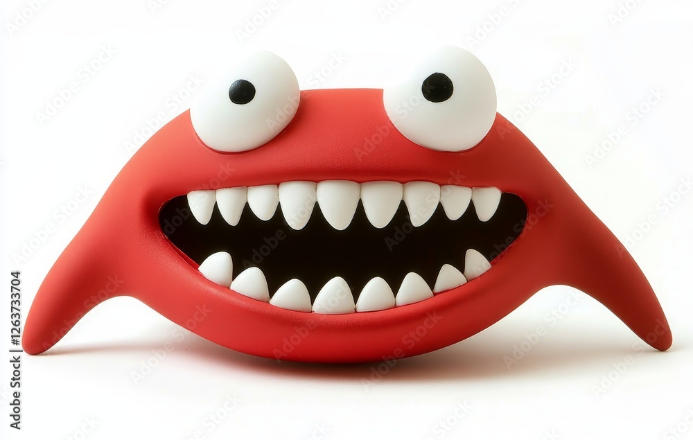Obraz premium White background featuring an isolated mouth toy with chattering teeth