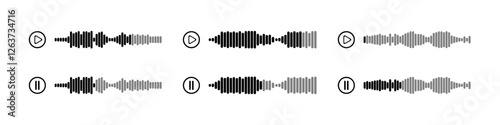 Podcast sound waves and audio soundwave of voice message records  and mobile phone voice message sound waves vector icons