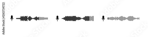 Podcast sound waves and audio soundwave of voice message records  and mobile phone voice message sound waves vector icons