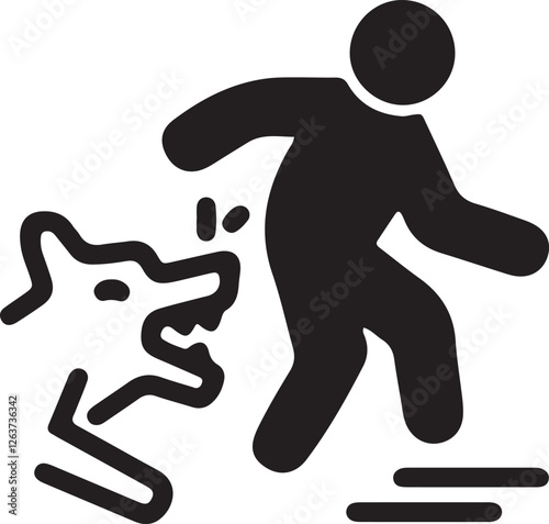 An illustration of a stickman running while being chased by a dog