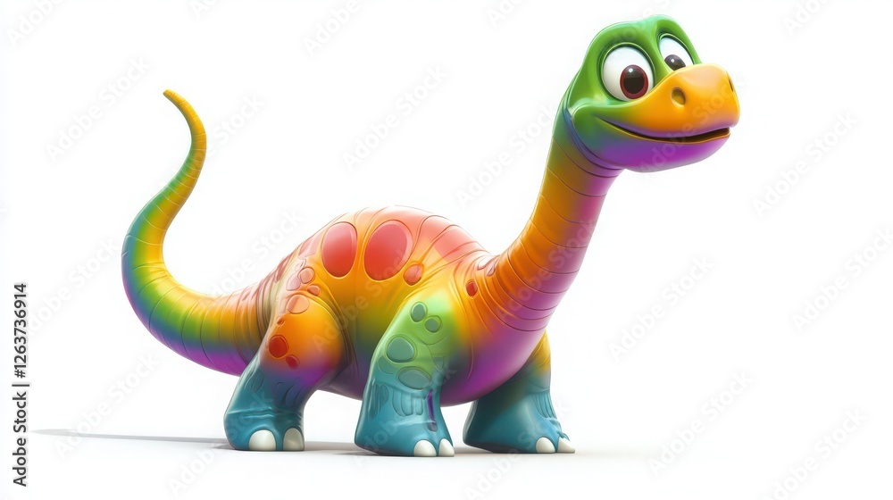 Obraz premium Colorful Cartoon Brontosaurus Dinosaur Character Isolated on White Background