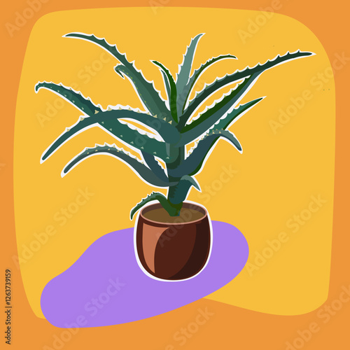 Aloe arborescens in a clay pot - medicinal plant.eps