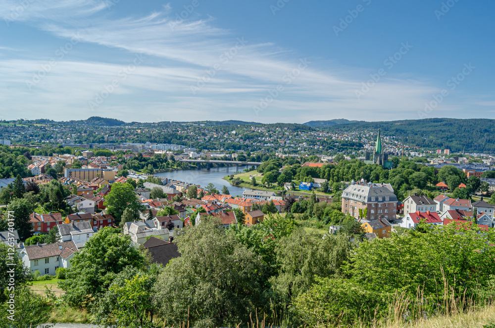 Naklejka premium Aerial view of Trondheim, Norway