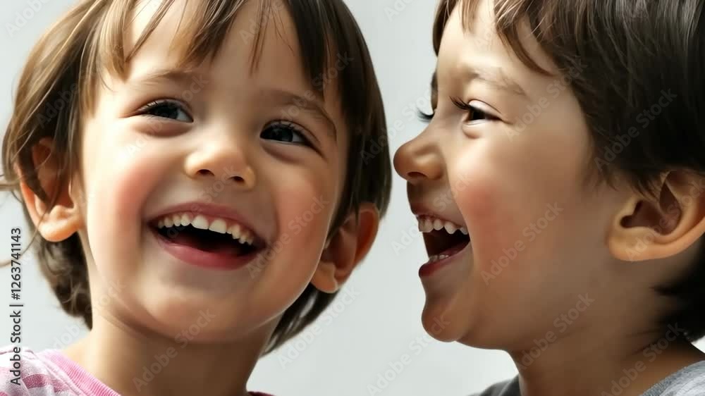 Joyful interaction between laughing children captures pure happiness and friendship Joyful interaction between laughing children captures pure happiness and friendship
