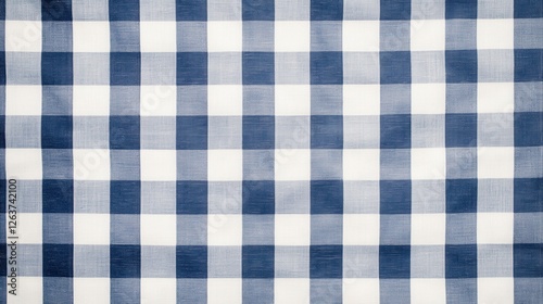 Blue and White Gingham Pattern Fabric for Table Covering and Decor