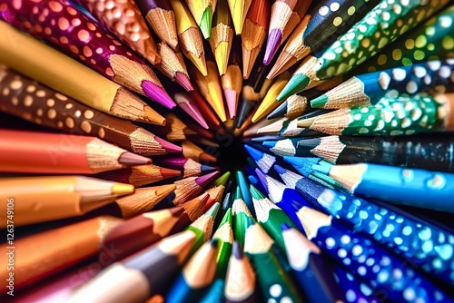Colored pencils forming a circle with their tips close together
