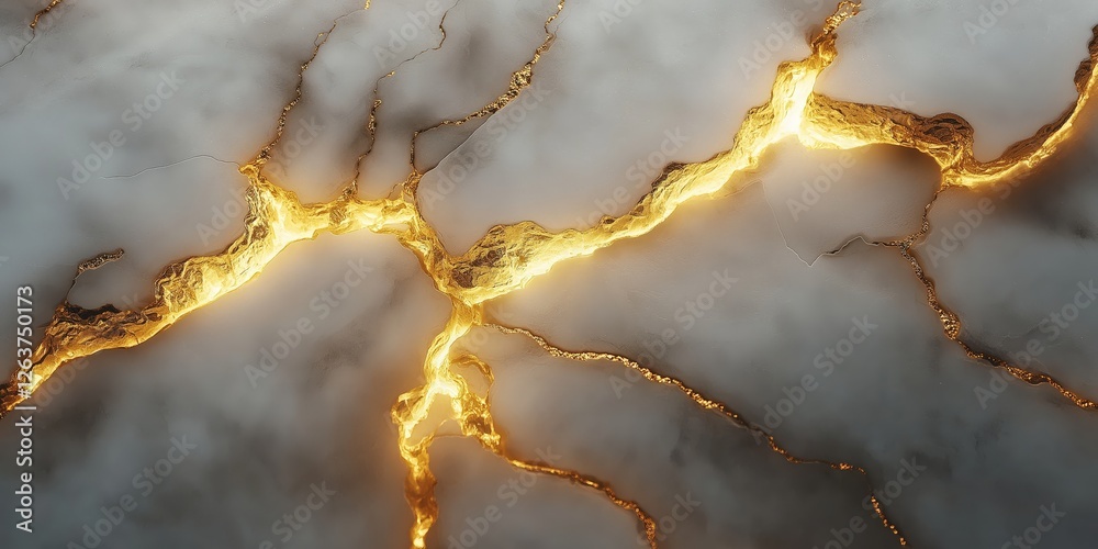 A mesmerizing expanse of pristine white marble, adorned by a golden diagonal crack weaving through its surface, revealing delicate, intertwining lines that add an element of mystery and allure A mesmerizing expanse of pristine white marble, adorned by a golden diagonal crack weaving through its surface, revealing delicate, intertwining lines that add an element of mystery and allure