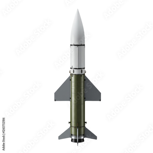 missile isolated on transparent background, PNG, projectile, launch, war, defense, guided missile, explosive, rocket weapon, armament, military technology