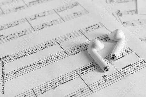 Paper sheets with earphones...