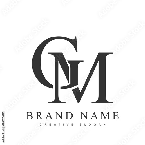GM trendy logotype template. Initial letter g and m classic font style. Creative logo for company name or identity.