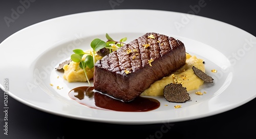 grilled beef steak with vegetables