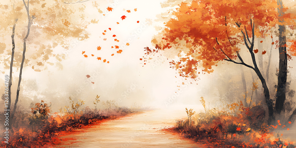 Autumn Air A Zen Path Lined with Orange and Red Foliage Autumn Air A Zen Path Lined with Orange and Red Foliage