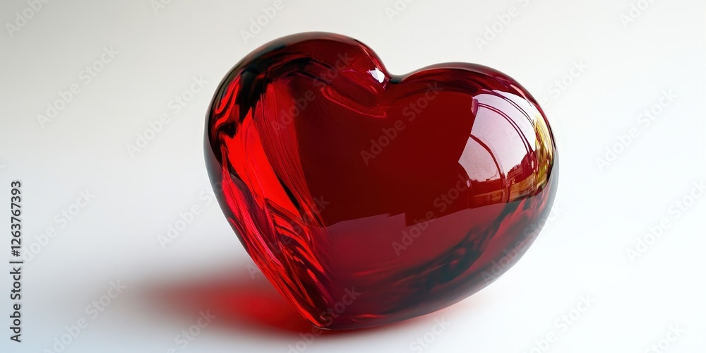 Captivating red heart-shaped glass vase with a smooth, glossy finish exudes elegance in a medium-close-up view. Its deep, vibrant red hue offers striking contrast Captivating red heart-shaped glass vase with a smooth, glossy finish exudes elegance in a medium-close-up view. Its deep, vibrant red hue offers striking contrast