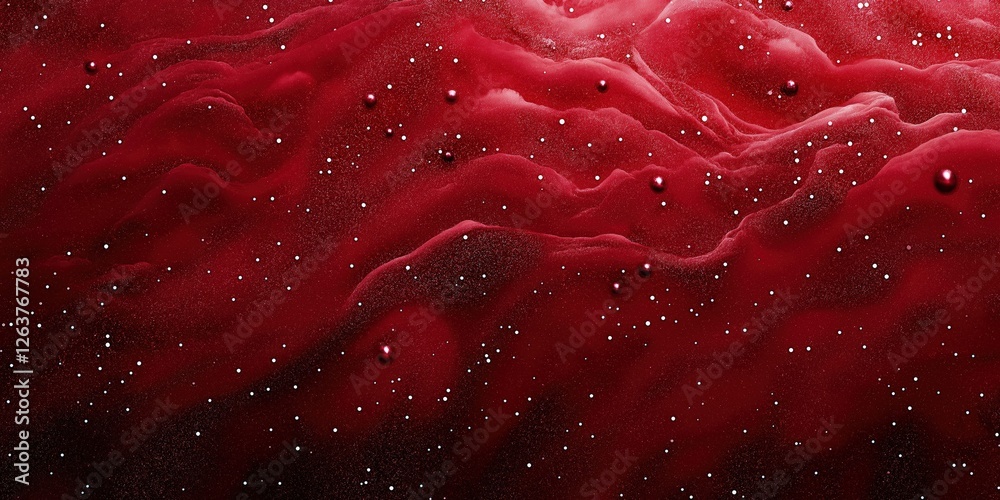 A mesmerizing close-up of a deep red galaxy, with vibrant hues and intricate patterns formed by countless small white dots, crafting an elaborate cosmic tapestry A mesmerizing close-up of a deep red galaxy, with vibrant hues and intricate patterns formed by countless small white dots, crafting an elaborate cosmic tapestry