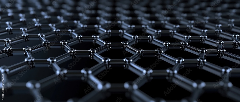 Naklejka premium Microscopic View of Graphene: A Hexagonal Lattice of Carbon Atoms