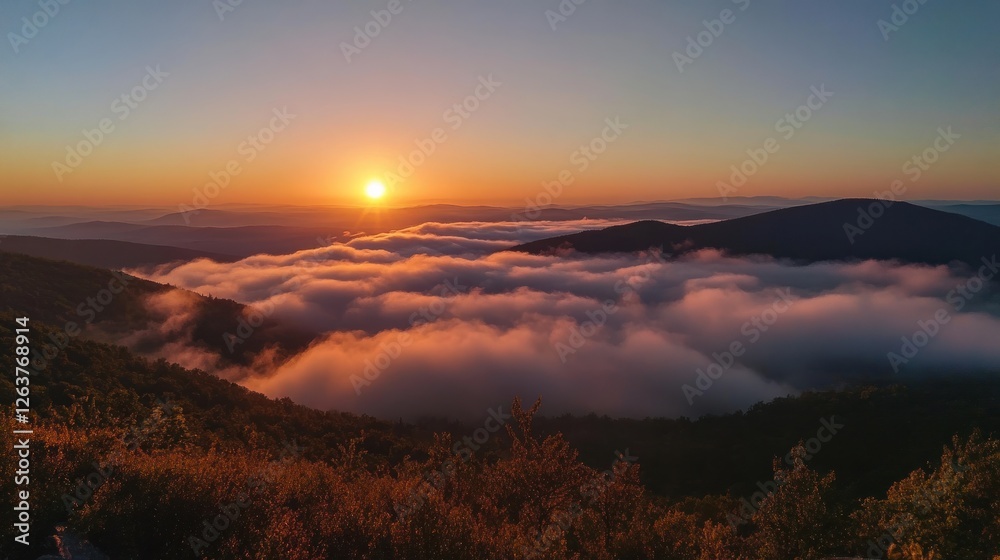 Obraz premium Sunrise over a Sea of Clouds in the Mountains