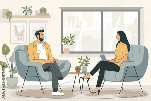 Young Couple Discussing Rent and Mortgage Options in Modern Apartment