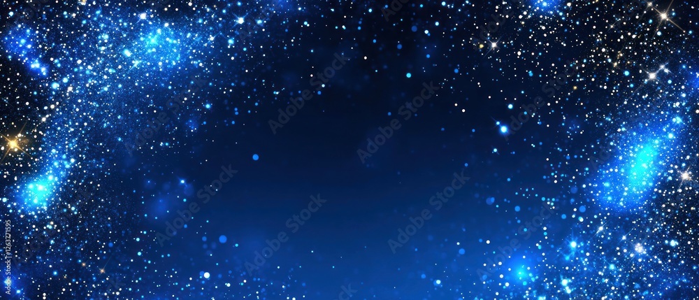 Fototapeta premium Celestial Blue Sparkle: A Night Sky Digital Art