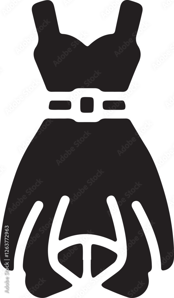 An illustration of a beautiful sleeveless dress with a luxurious belt around the waist An illustration of a beautiful sleeveless dress with a luxurious belt around the waist