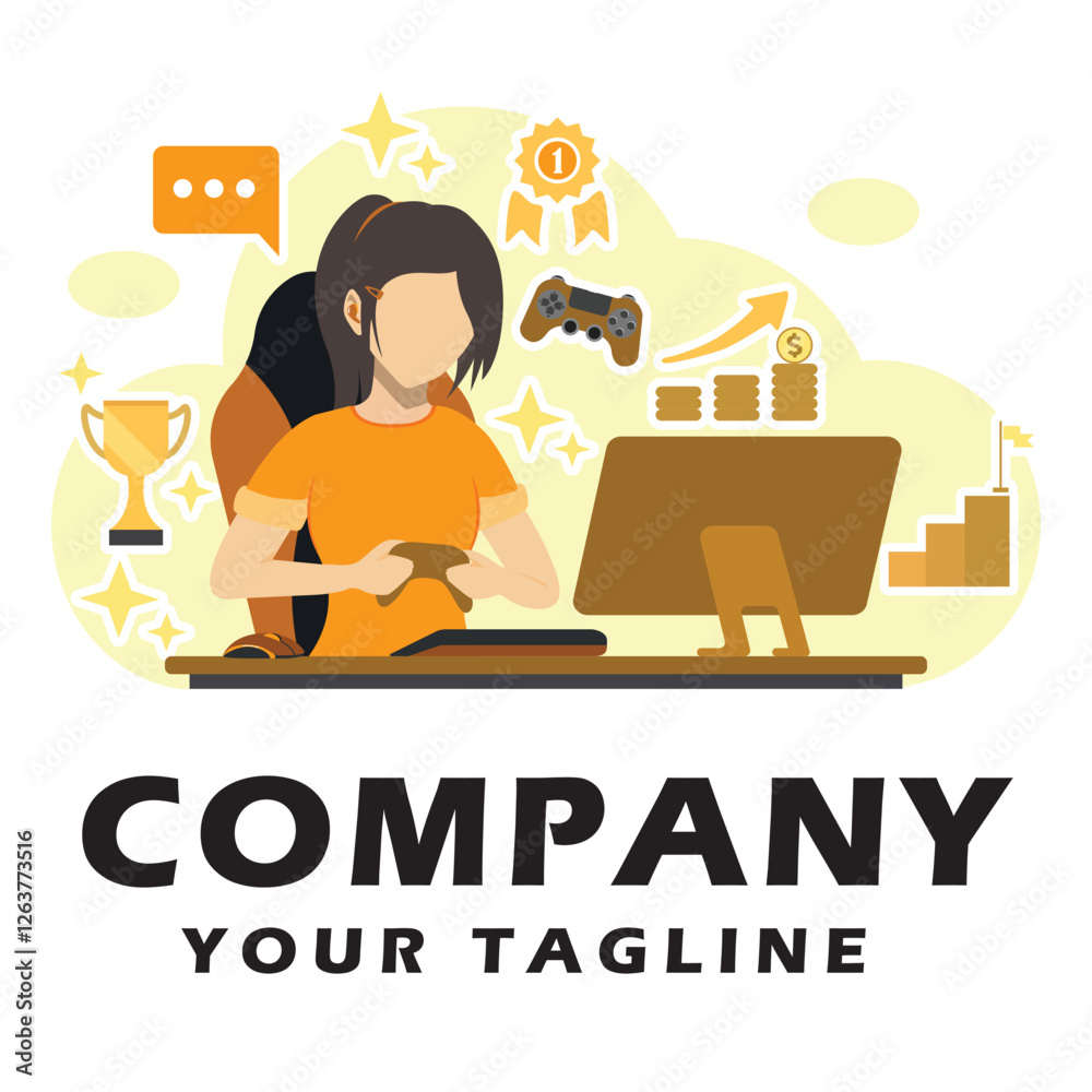 Naklejka premium Video Games logo vector illustration editable 