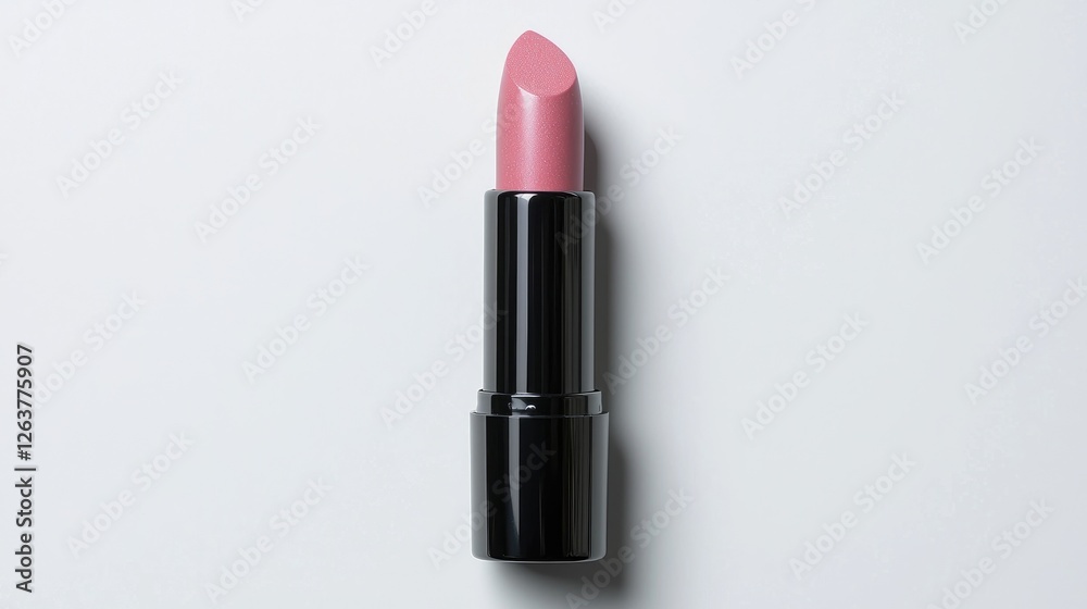 Pink lipstick tube on white background; beauty product shot Pink lipstick tube on white background; beauty product shot