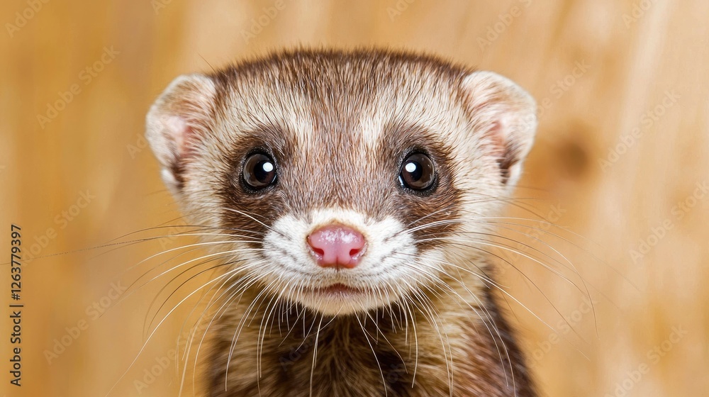 Close-up of a ferret's face; cute animal portrait Close-up of a ferret's face; cute animal portrait