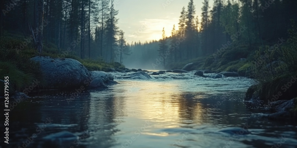 Serene River Sunset