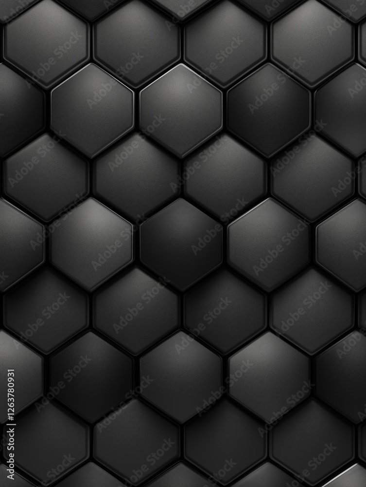 Textured black hexagonal pattern creating a modern and sleek background suitable for design projects