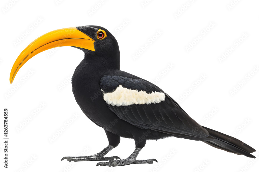 Black-collared Aracari Bird with Yellow Beak, Transparent Background Image Black-collared Aracari Bird with Yellow Beak, Transparent Background Image
