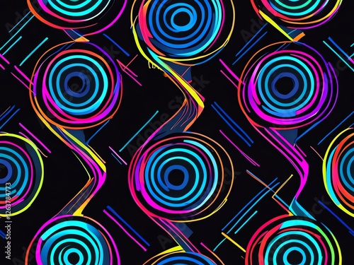 Neon Circles Abstract Art: Vibrant and Dynamic Design