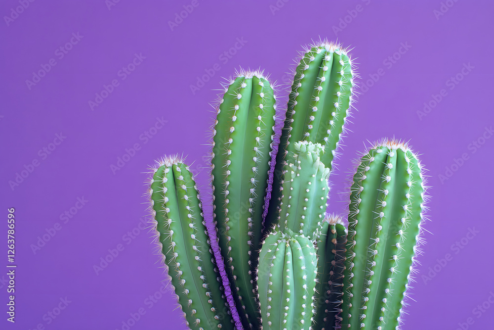 Cluster of Cereus Cactus Plants against Purple Background Cluster of Cereus Cactus Plants against Purple Background