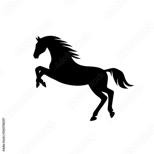 black flat style horse silhouette vector