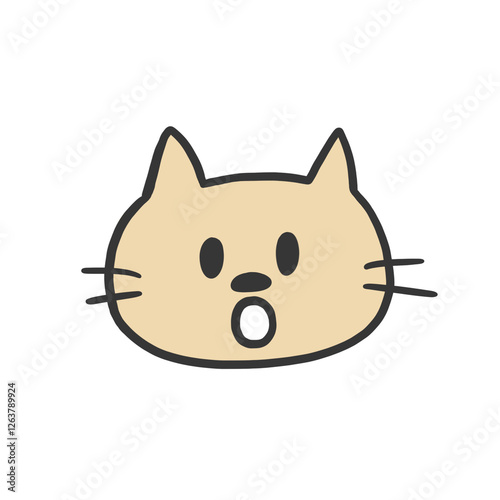 猫のイラスト（驚いた顔）
