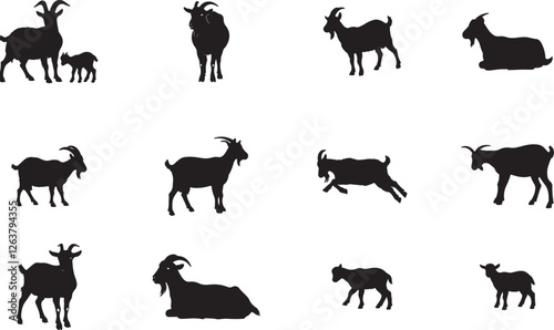 Farm Goat Silhouettes