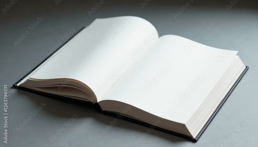 A blank book sitting alone on a grey table, grey, isolated, book A blank book sitting alone on a grey table, grey, isolated, book