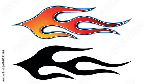 Sports car Speed fire flame decal vinyl sticker. Racing car tribal fire flames vector eps graphic. Side vehicle decoration for car, auto, truck, boat, suv, motorcycle.
