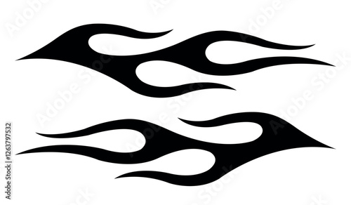 Abstract black silhouette fire flames tattoo vector art graphic. Tribal lame car vinyl decal and airbrush stencil.
