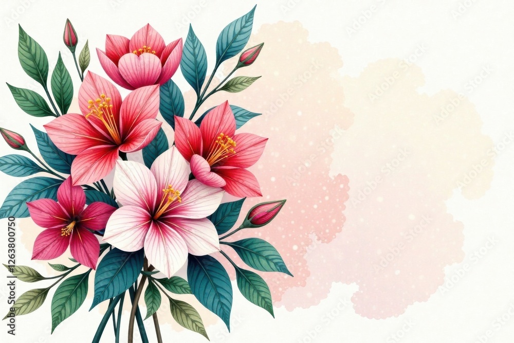 Fototapeta premium Beautiful hand drawn flower bouquet, bouquet, hand drawn, illustration