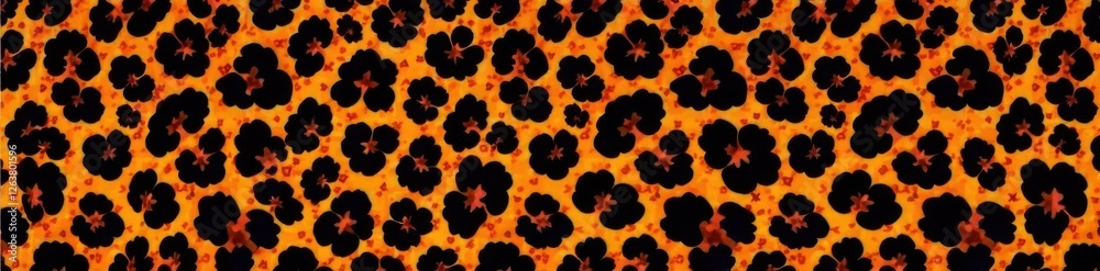 Black and orange leopard-inspired repeating pattern, design, orange, print