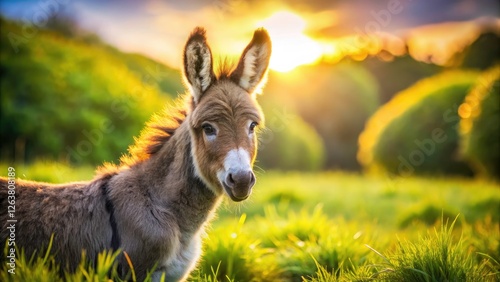 Irish Donkey Foal, County Roscommon Farm Animal Photography, Cute Baby Donkey, West Ireland Rural Scene photo