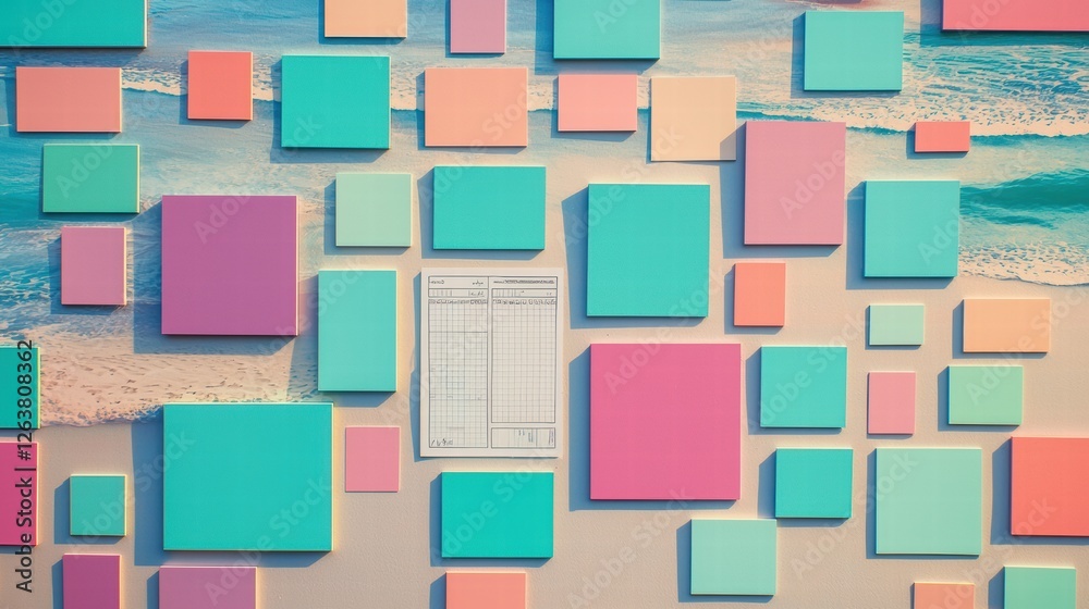 Minimalist Pastel Vision Board with Sticky Notes and Geometric Shapes for Creative Planning Minimalist Pastel Vision Board with Sticky Notes and Geometric Shapes for Creative Planning