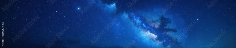 Fototapeta premium Celestial night sky with numerous stars and galaxies in a deep blue hue , stars, universe, darkness