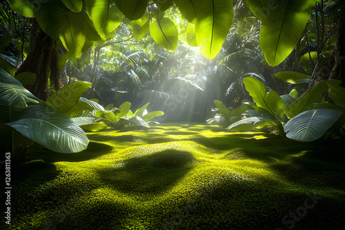 sun rays through the forest