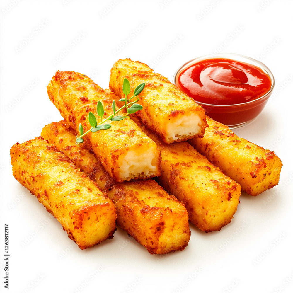 Breaded Cheese Sticks with Ketchup and Thyme